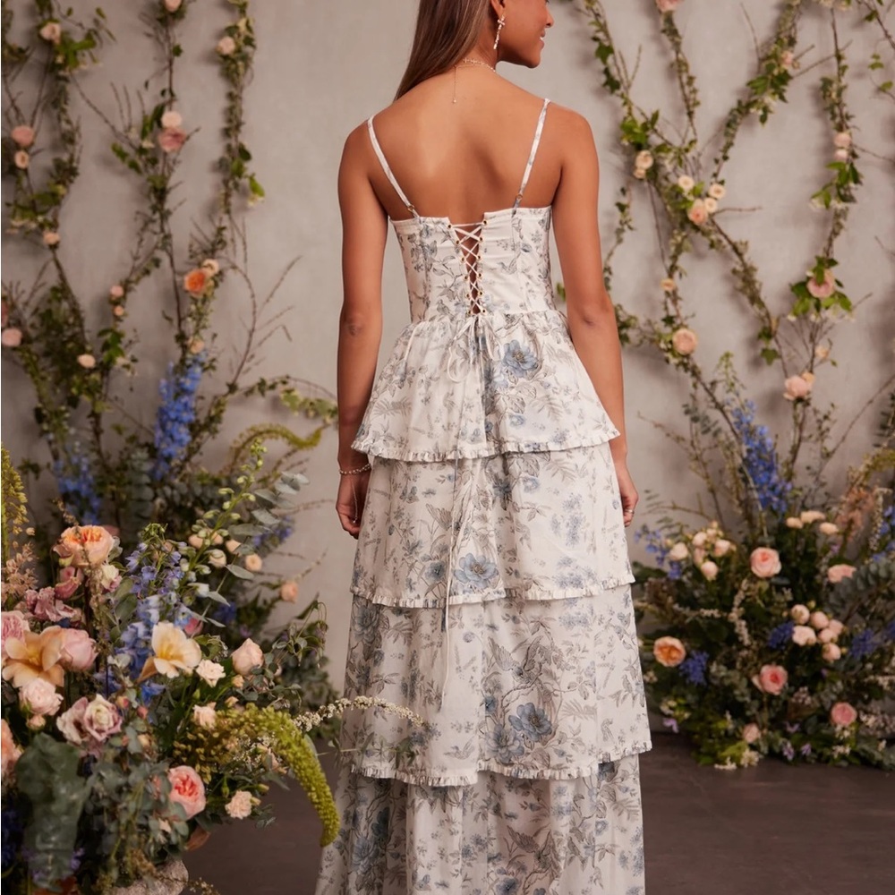 V. Chapman Caterina Dress in Blue Murano Print - Picture 2 of 4